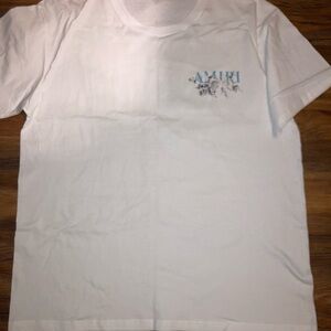 AMIRI White Tee with Light Blue Graphic